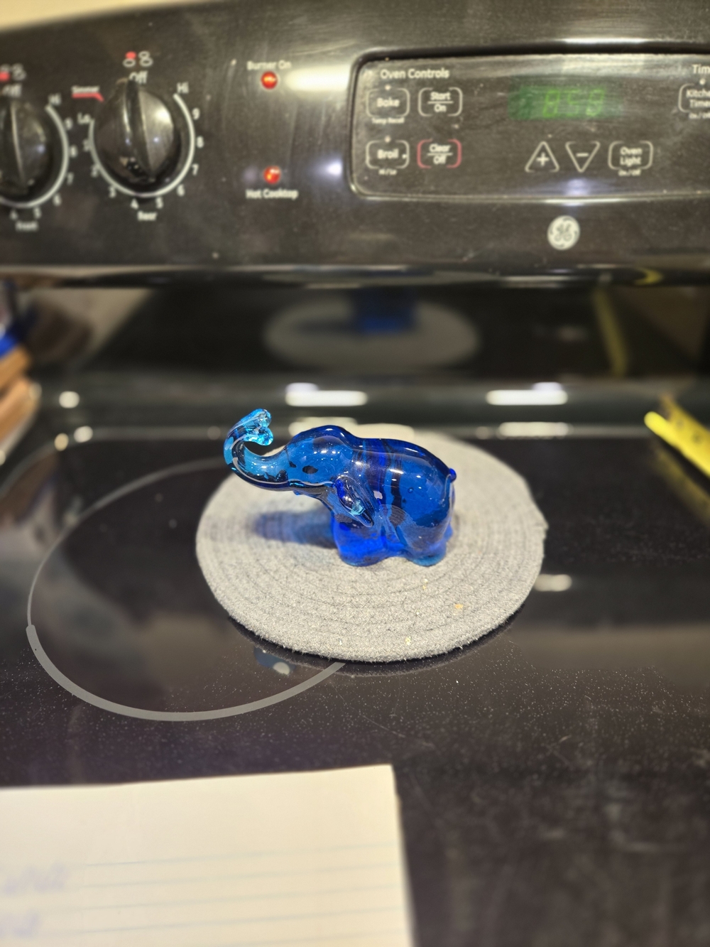 Blue Glass Elephant Figurine - Decorative Home Accent